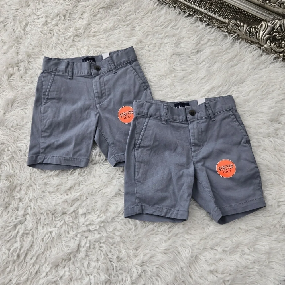 The Children’s Toddler Boys Uniform Stretch Chino Shorts Gray. Size 4. New.